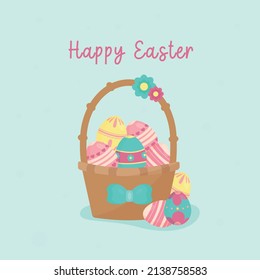 Easter basket with different eggs 