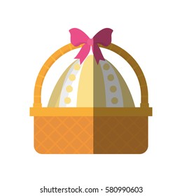 easter basket with egg and bow vector illustration eps 10