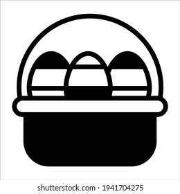 Easter basket, Easter egg flat line icon 