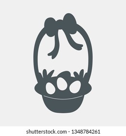 Easter basket egg icon symbol quality vector illustration cut