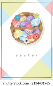 easter basket with eggs airview scene