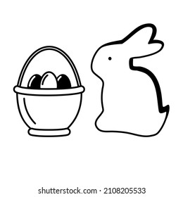 Easter basket with eggs and bunny. Vector illustration 