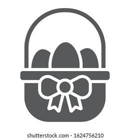 Easter Basket With Eggs Glyph Icon, Easter And Holiday, Eggs In Basket Sign, Vector Graphics, A Solid Pattern On A White Background, Eps 10