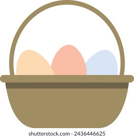 Cesta de Pascua con huevos icono de glifo, vacaciones y granja, cesta de huevo de mimbre icono de vector, gráficos vectoriales