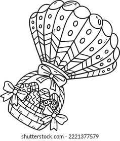 Easter Basket Of Eggs in Hot Air Balloon Isolated