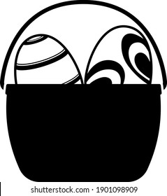 Cesta De Pascua Con Icono De Huevos. Diseño de glifos negros. Ilustración vectorial.