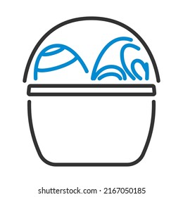 Easter Basket With Eggs Icon. Editable Bold Outline With Color Fill Design. Vector Illustration.