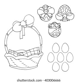 Easter basket and eggs set