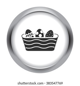 Easter basket with eggs simple icon  on round background
