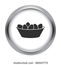 Easter basket with eggs simple icon  on round background