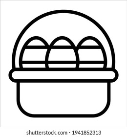 Cesta de Pascua, icono de la línea delgada de los huevos de Pascua  