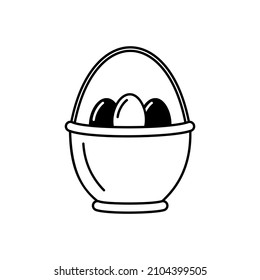 Easter basket with eggs. Vector illustration 