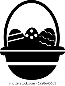 Easter  basket with eggs. Vector silhouette.