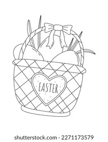 Easter basket flat icon Decor element. Vector illustration