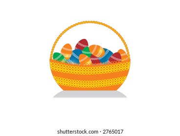 Easter basket full of easter colorful eggs illustration
