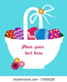 Easter basket full on colorful eggs