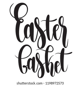Easter Basket greeting card with handwritten phrase, holiday poster. Vector illustration ,ad, promotion, poster, flyer, web-banner, article. Hand drawn background.
