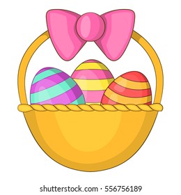 Easter basket icon. Cartoon illustration of easter basket vector icon for web