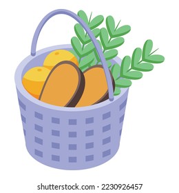 Easter basket icon isometric vector. Spring decoration. Greeting gift