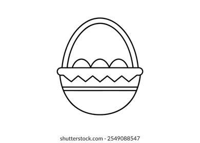 Ícone da cesta de Páscoa arte da linha vetor ilustração cesta design de contorno