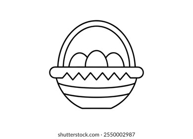 Easter basket icon line art vector illustration basket outline design