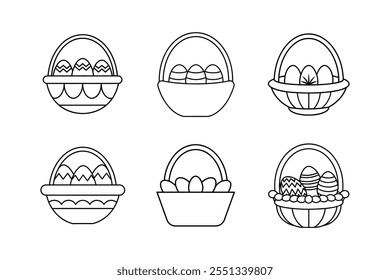 easter basket icon outline vector illustration basket line art design