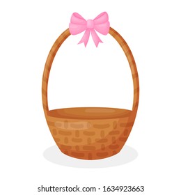 Easter basket isolated on white background. Great for Easter decor. Vector illustration.