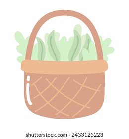 cesta de pascua con hojas ilustración vectorial