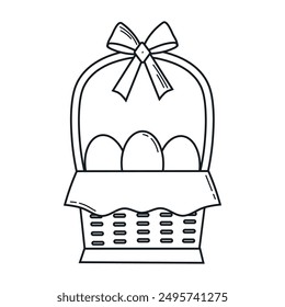 Easter basket line icon clipart avatar logtotype isolated vector illustration