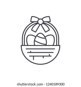 Easter basket line icon concept. Easter basket vector linear illustration, symbol, sign