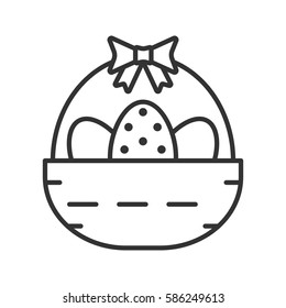 Lineares Osterkorb-Symbol. Dünne Illustration. Korb mit Eiern und Bugkontur-Symbol. Vektor-einzelne Rahmenzeichnung