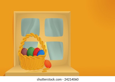 Easter basket on the window
