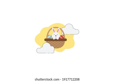 Osterkorb-Kaninchenwolke-Symbol