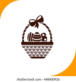 Easter basket sign. Brown icon on white background
