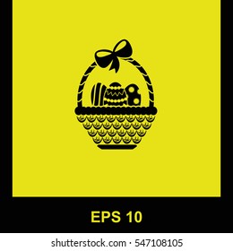 Easter basket vector black icon. Isolated illustration. Business picture.