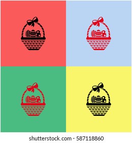 Easter basket vector  icon.