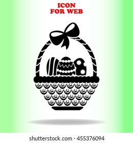 Easter basket web icon. Black illustration on white background