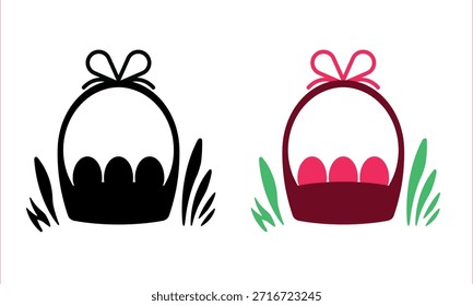 Conjunto de ilustración de diseño plano de cestas de Pascua