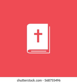 Easter Bible Book Flat Icon On Red Background