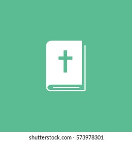Easter Bible Book Flat Icon On Green Background