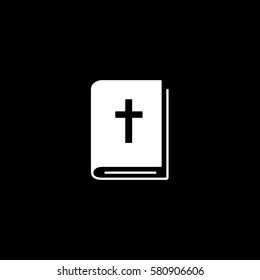 Easter Bible Book Flat Icon On Black Background