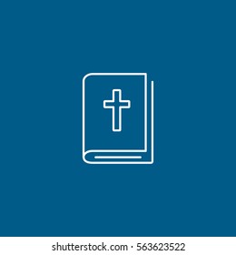 Easter Bible Book Line Icon On Blue Background