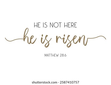 Easter Bible Verse He is not here He is Risen Easter Art illustration