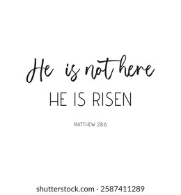 Easter Bible Verse He is not here He is Risen Easter Art Easter Quote illustration