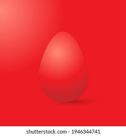 Easter big red easter egg on red background. Vector illustration.