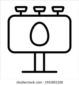 Easter billboard sign with egg, thin line icon  