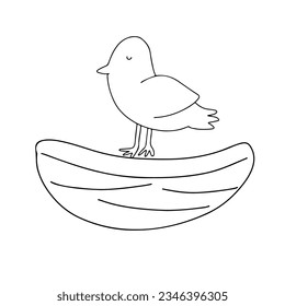 Primavera de pájaro de Pascua doodle primavera lindo elemento de diseño. Diseño de la página tradicional de coloración de huevos de la primavera