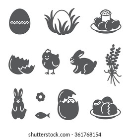 Easter. Black Icon Set.
Set of black icons for Easter decorating.