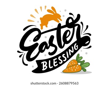 Easter blessing lettering vector graphic illustration