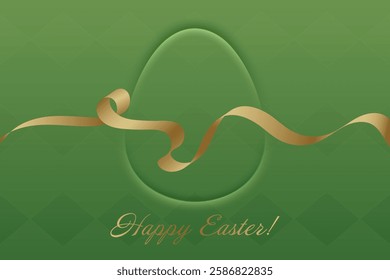 Easter Blessings. A flowing gold ribbon complements the elegant Easter egg silhouette, creating a refined and festive greeting card.